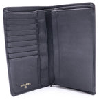 Chanel CC Logo Coco Button Leather Bifold Wallet Black — view 4