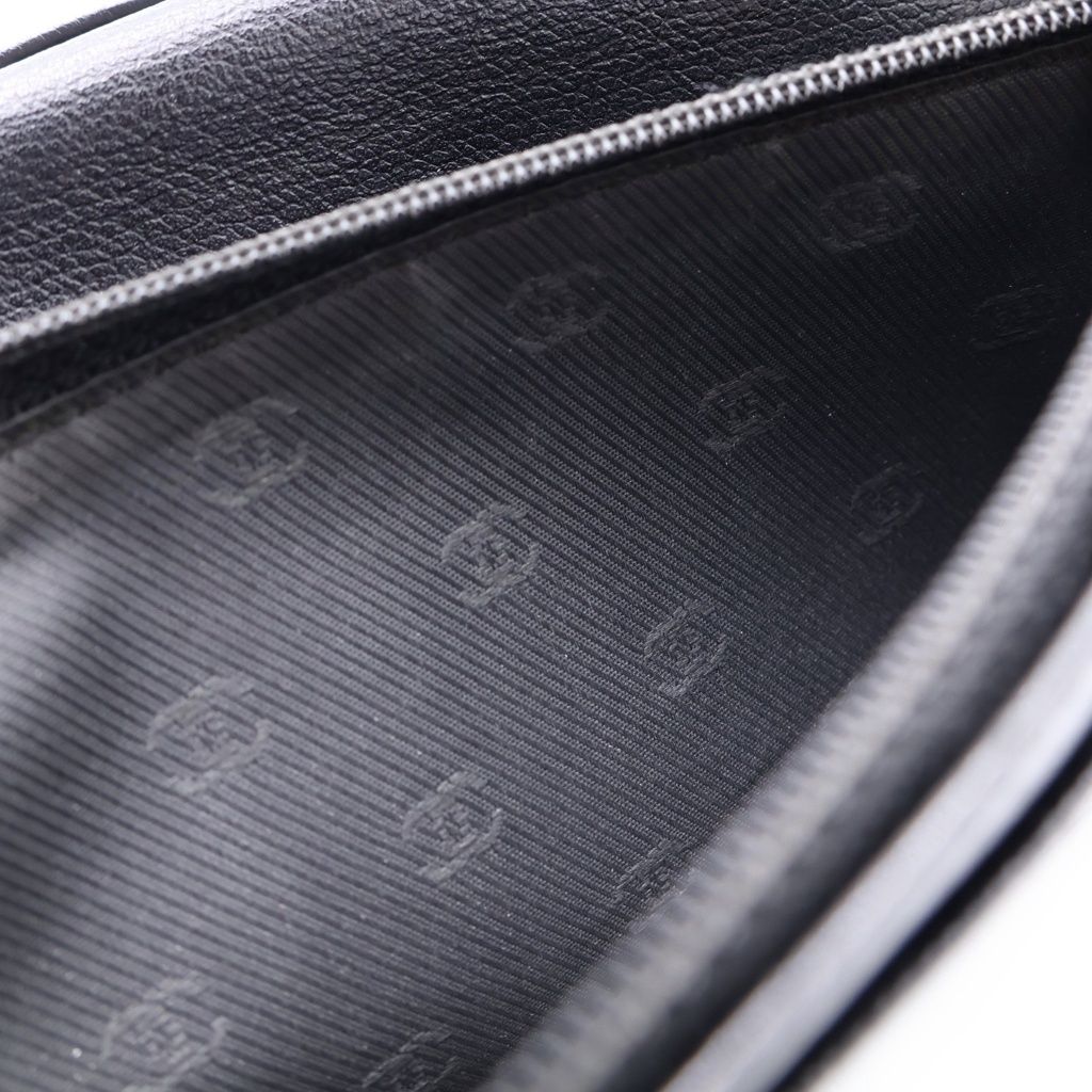 Chanel CC Logo Coco Button Leather Bifold Wallet Black — view 6