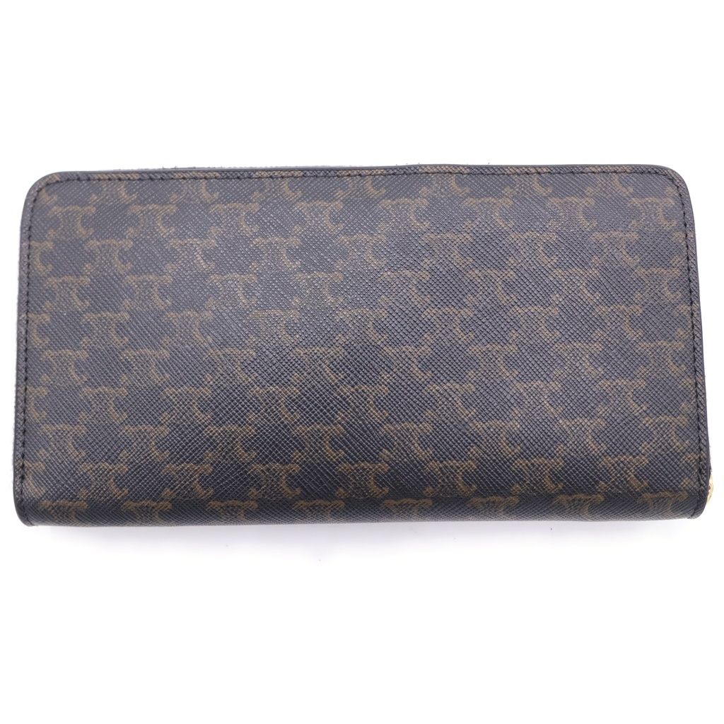 Celine Triomphe Zip Around Wallet Card Case Black Leather Gold — view 2
