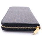 Celine Triomphe Zip Around Wallet Card Case Black Leather Gold — view 3