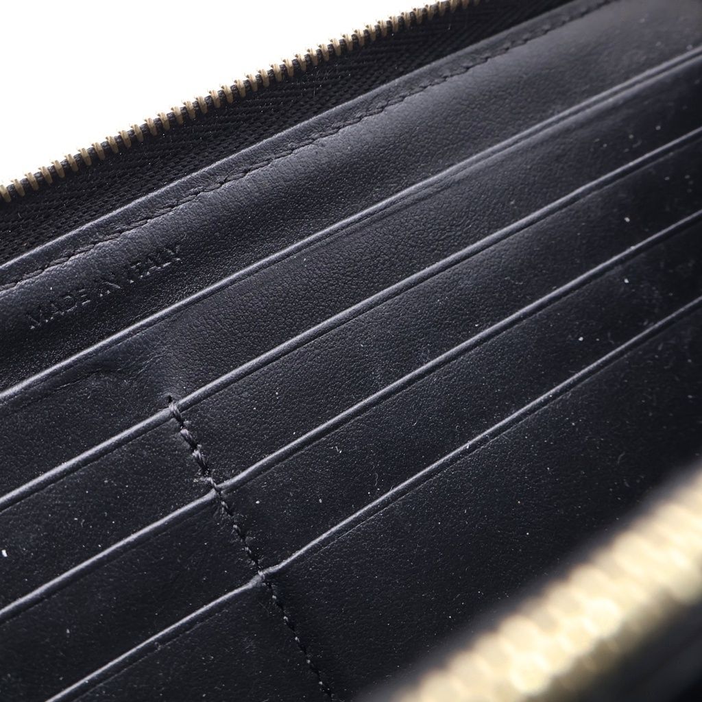 Celine Triomphe Zip Around Wallet Card Case Black Leather Gold — view 5