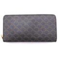 Celine Triomphe Zip Around Wallet Card Case Black Leather Gold