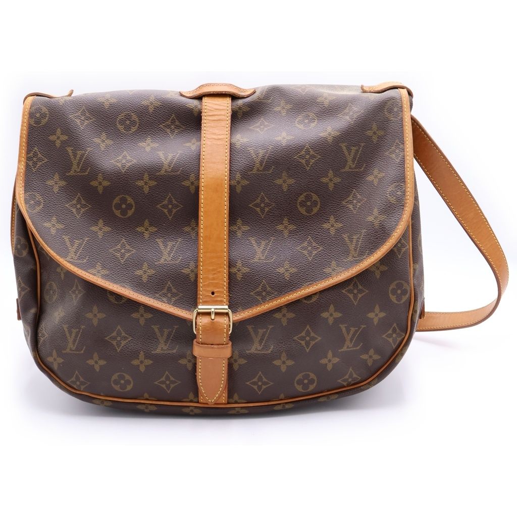Louis Vuitton Monogram Saumur 35 Shoulder Bag Brown Leather Gold