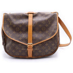 Louis Vuitton Monogram Saumur 35 Shoulder Bag Brown Leather Gold