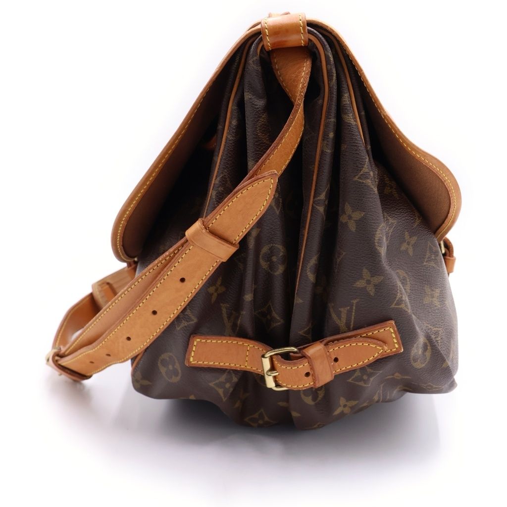 Louis Vuitton Monogram Saumur 35 Shoulder Bag Brown Leather Gold — view 3