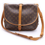 Louis Vuitton Monogram Saumur 35 Shoulder Bag Brown Leather Gold — view 2