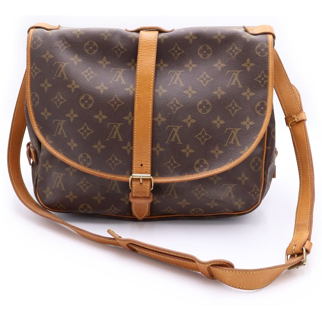 Louis Vuitton Monogram Saumur 35 Shoulder Bag Brown Leather Gold — view 2