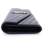 Saint Laurent Paris Cassandra Logo Plate Chez Blanc Stitch Leather Large Flap — view 3
