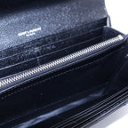 Saint Laurent Paris Cassandra Logo Plate Chez Blanc Stitch Leather Large Flap — view 4