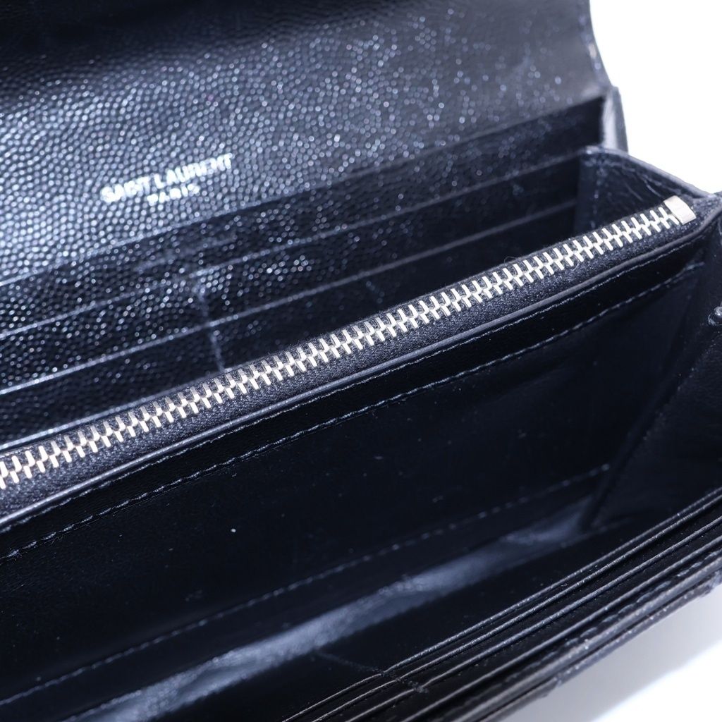 Saint Laurent Paris Cassandra Logo Plate Chez Blanc Stitch Leather Large Flap — view 4
