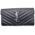 Saint Laurent Paris Cassandra Logo Plate Chez Blanc Stitch Leather Large Flap