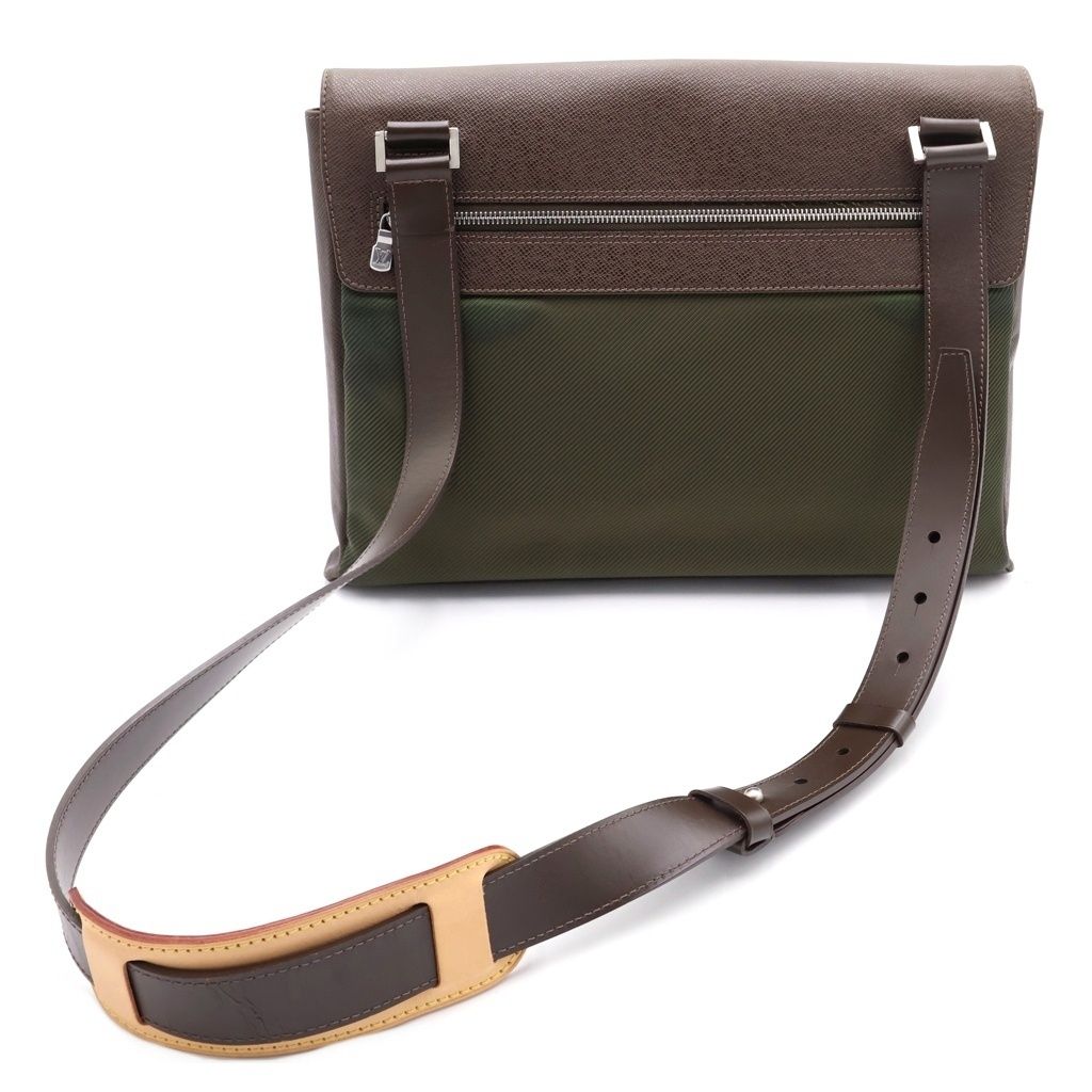 Louis Vuitton Sarah Tov GM Taiga Leather Canvas Shoulder Bag Brown Green — view 2