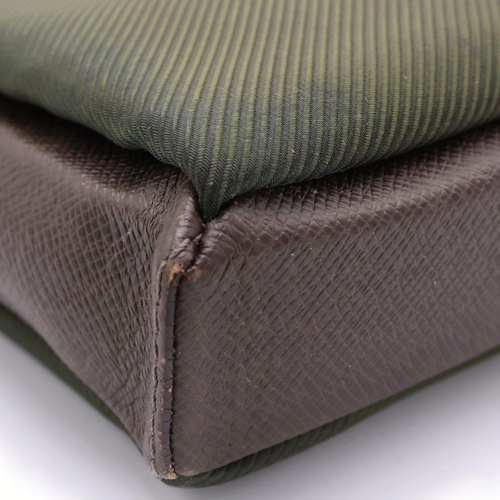 Louis Vuitton Sarah Tov GM Taiga Leather Canvas Shoulder Bag Brown Green — view 6