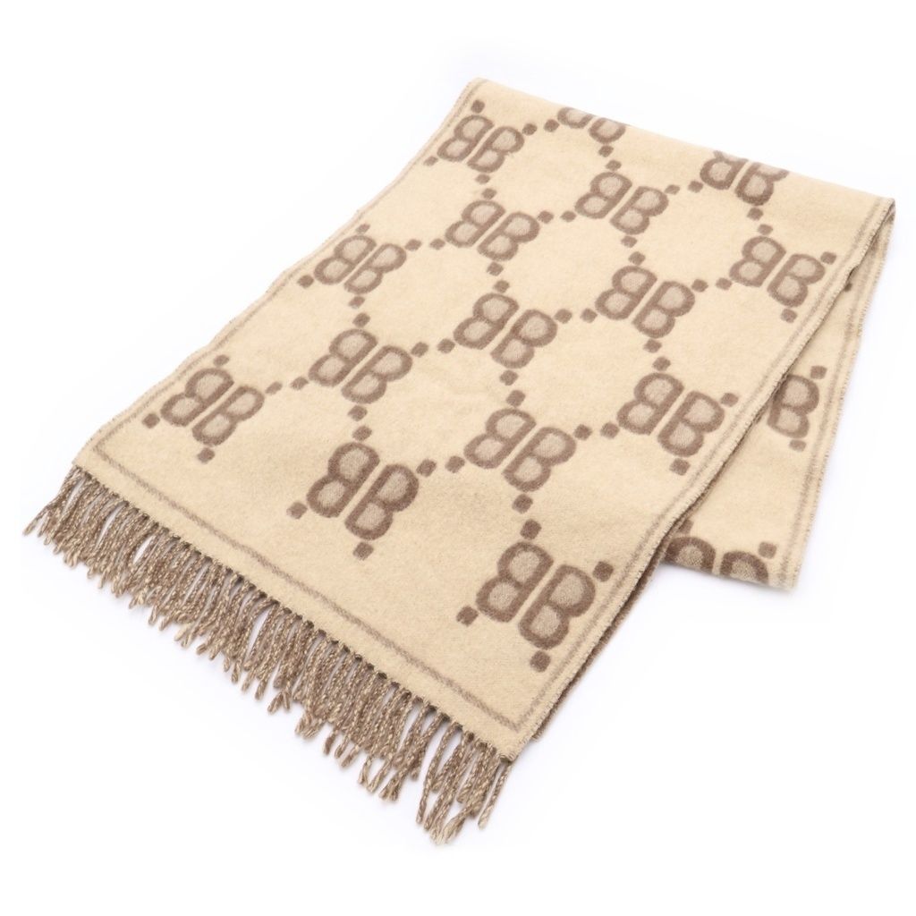 Gucci the Hacker Project All Over Logo Macro Scarf Cashmere Blend All Pattern