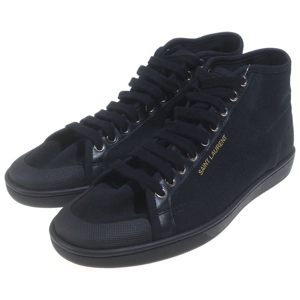 Saint Laurent Paris Mid Top High Cut Sneakers Black — view 2