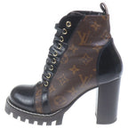 Louis Vuitton Monogram Star Trail Line Short Ankle Boots Heels Leather Gold