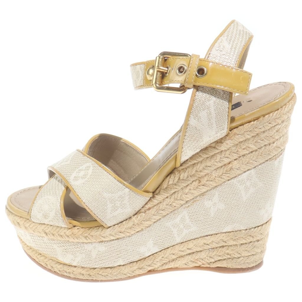 Louis Vuitton Star Board Line Wedge Sole Sandals Beige