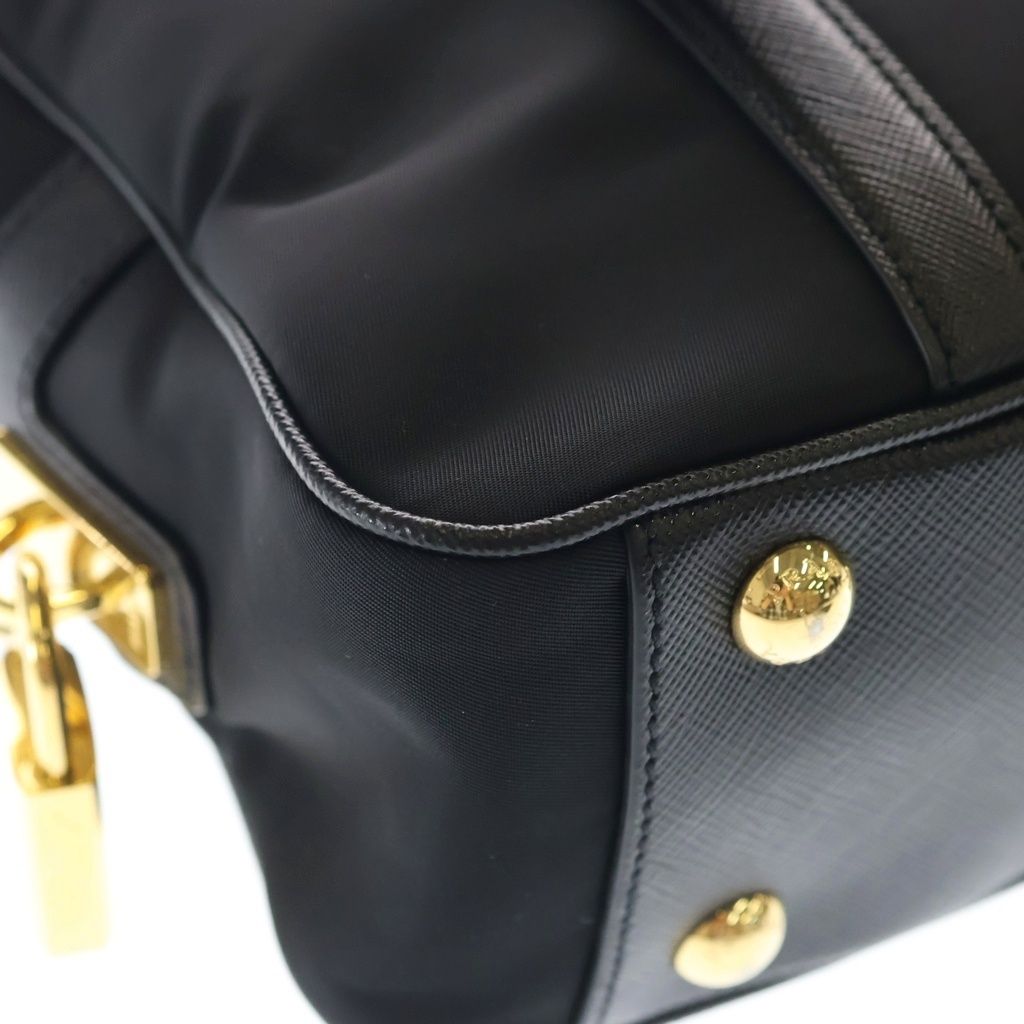 Prada Saffiano Tessuto Nylon Leather 2-Way Shoulder Bag Black — view 5