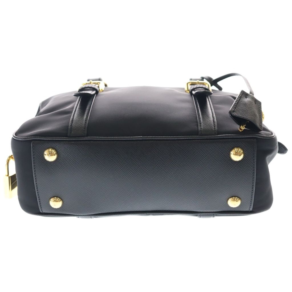 Prada Saffiano Tessuto Nylon Leather 2-Way Shoulder Bag Black — view 4