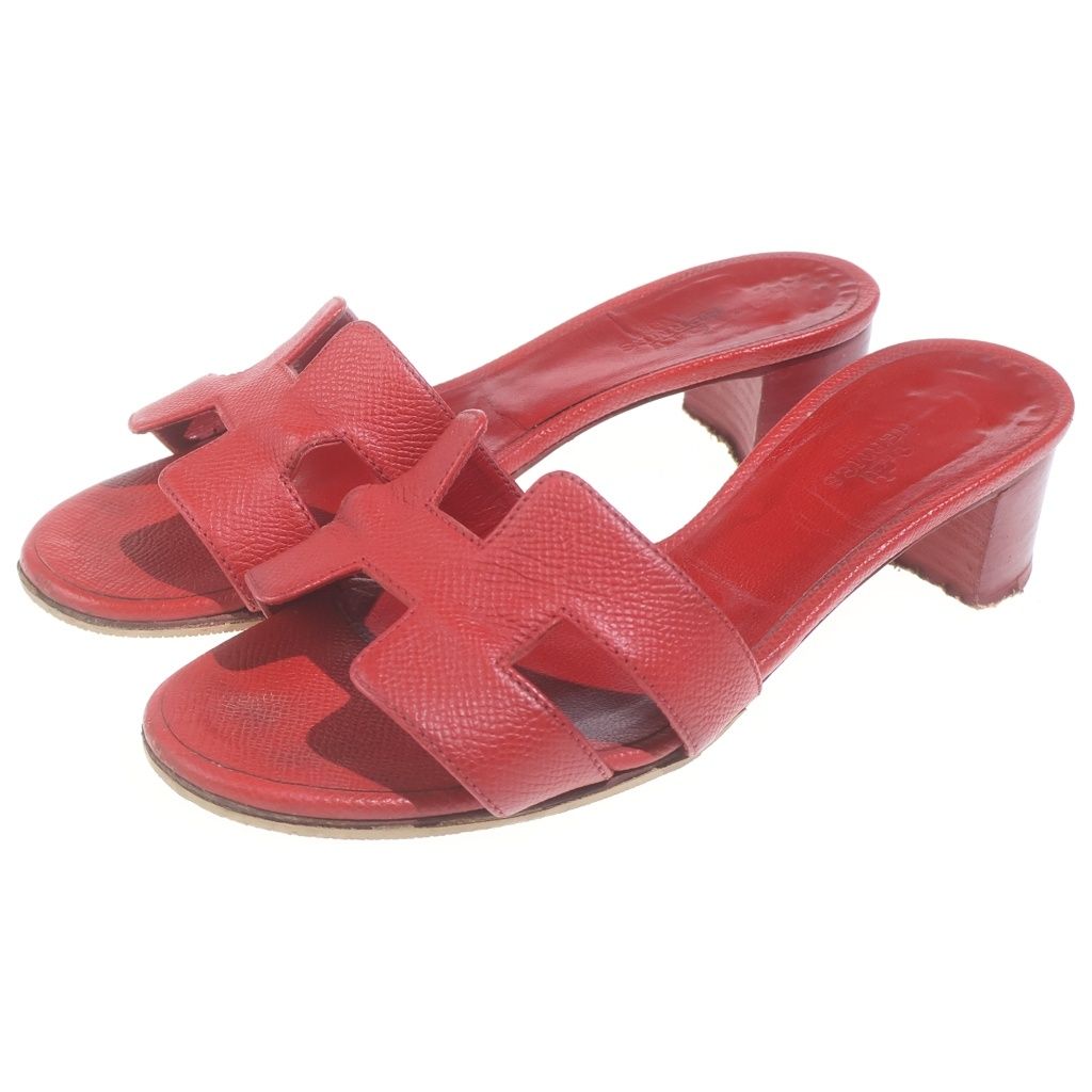 Hermes Oasis Sandals Red Leather — view 2