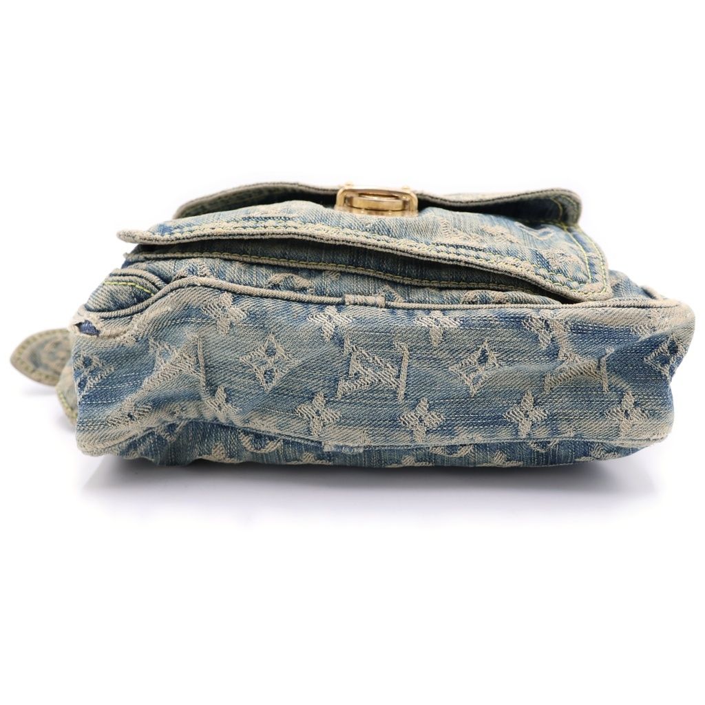 Louis Vuitton Monogram Denim Bum Bag Mini Indigo Blue Brown Gold — view 4