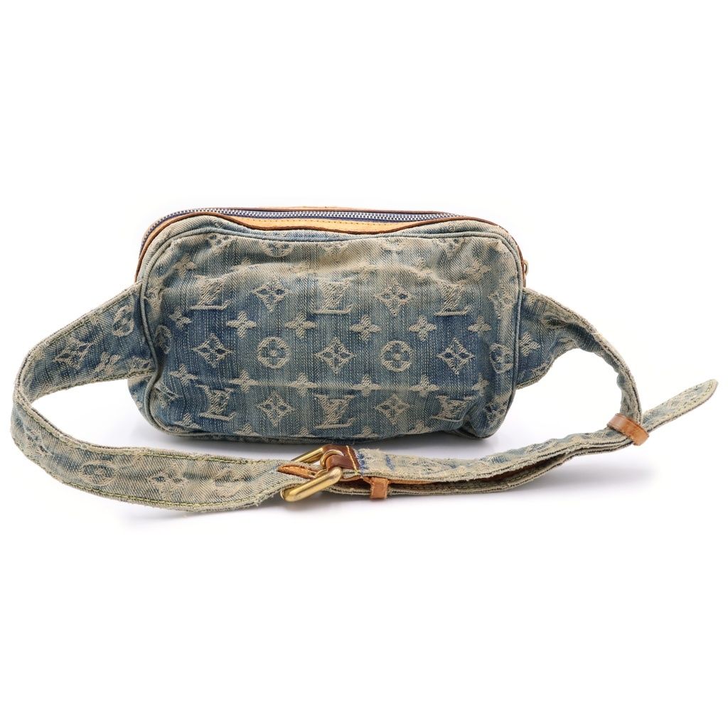 Louis Vuitton Monogram Denim Bum Bag Mini Indigo Blue Brown Gold — view 2