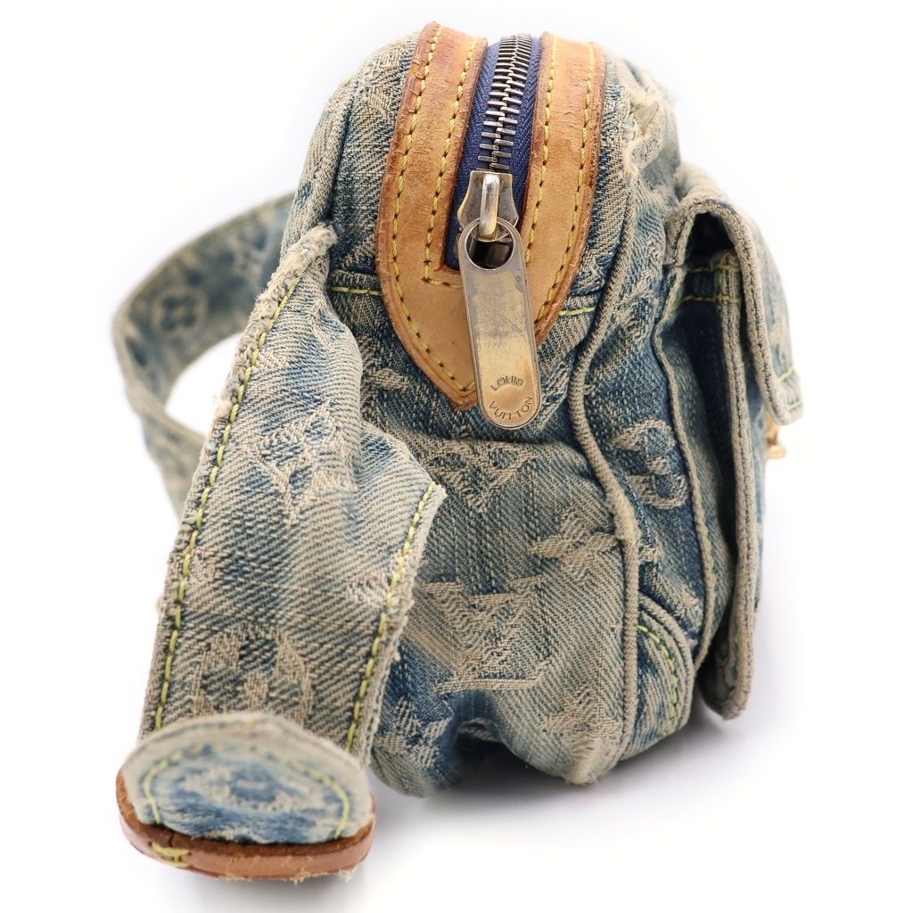 Louis Vuitton Monogram Denim Bum Bag Mini Indigo Blue Brown Gold — view 3