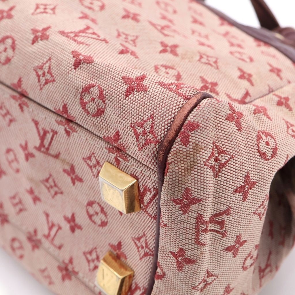 Louis Vuitton Monogram Mini Josephine Handbag Wine Red Leather Canvas Gold — view 5