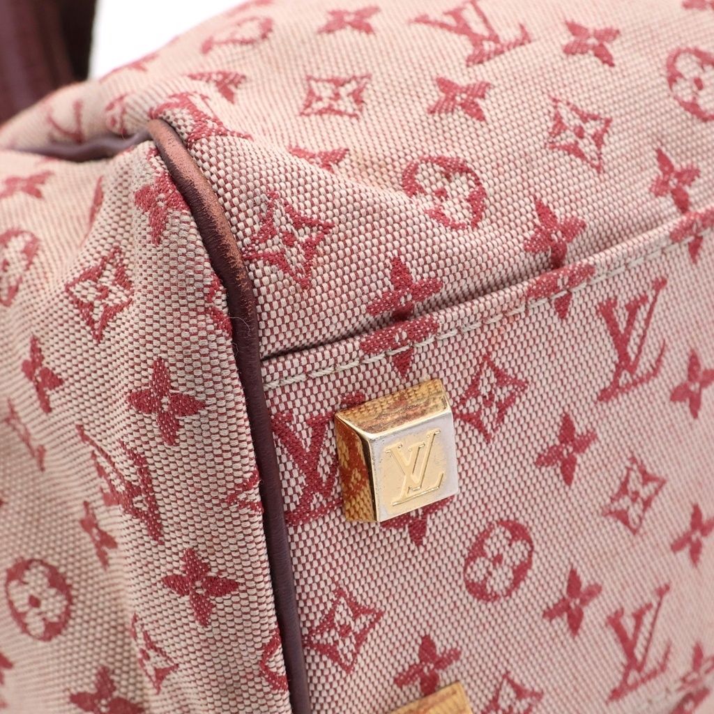Louis Vuitton Monogram Mini Josephine Handbag Wine Red Leather Canvas Gold — view 6