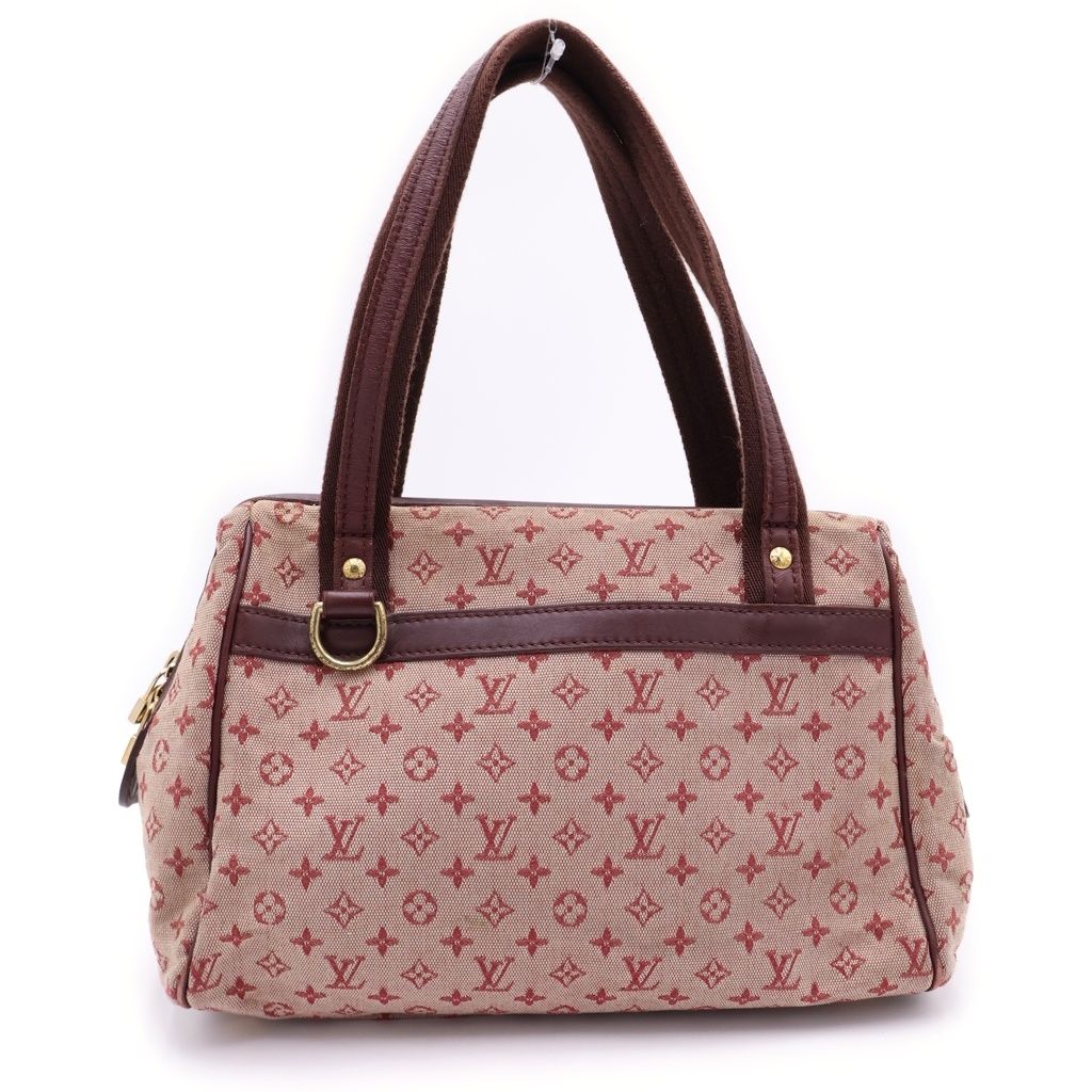 Louis Vuitton Monogram Mini Josephine Handbag Wine Red Leather Canvas Gold