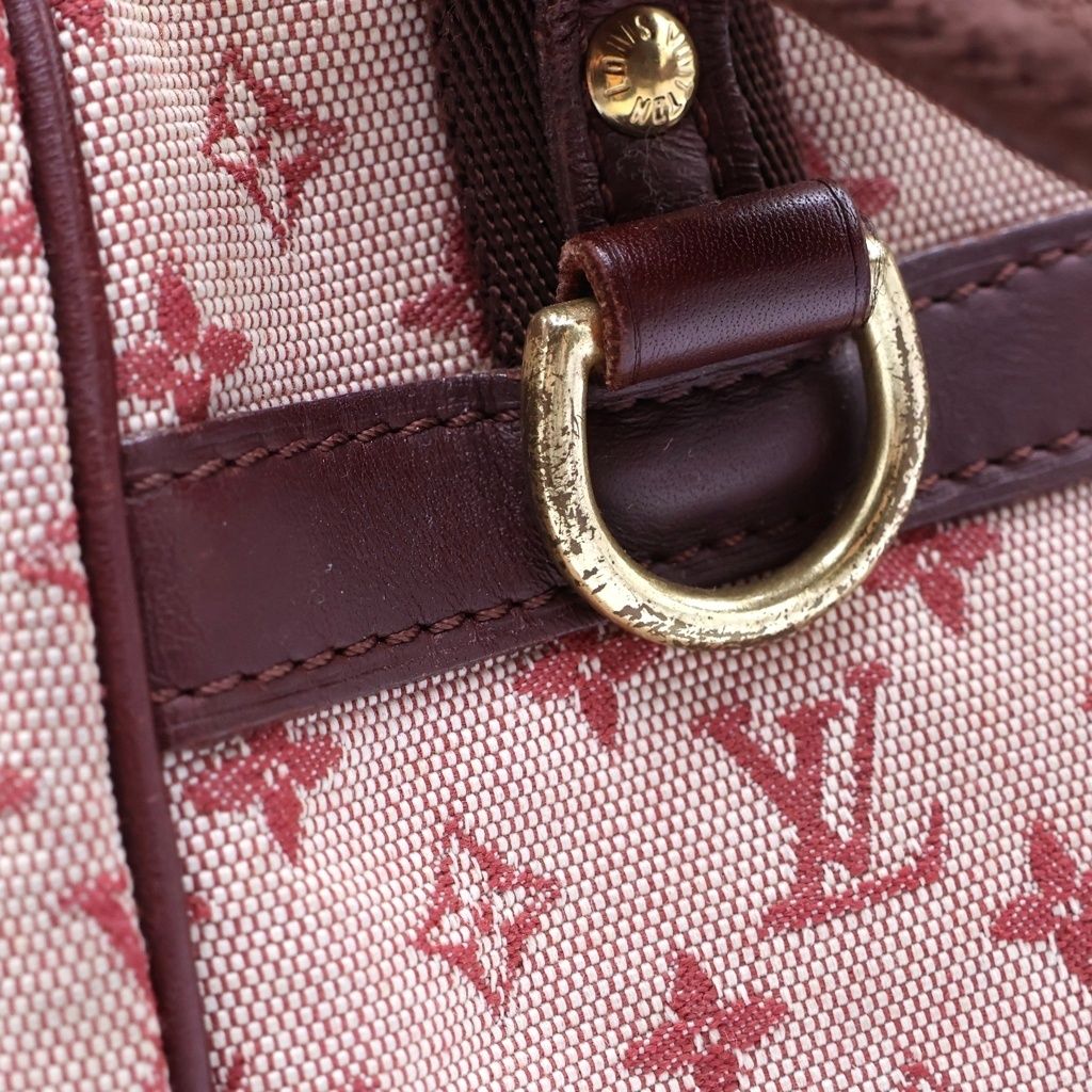Louis Vuitton Monogram Mini Josephine Handbag Wine Red Leather Canvas Gold — view 7