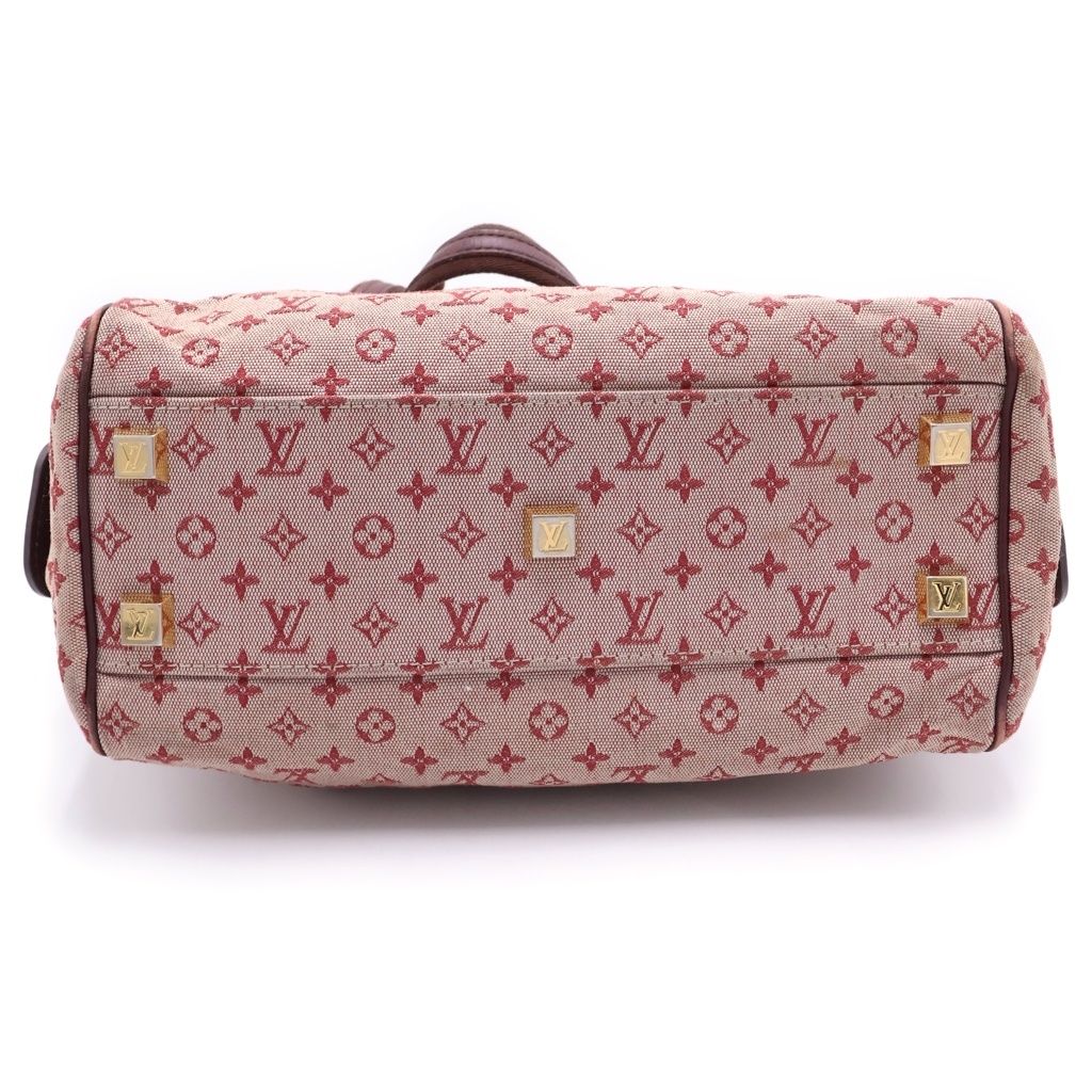 Louis Vuitton Monogram Mini Josephine Handbag Wine Red Leather Canvas Gold — view 4