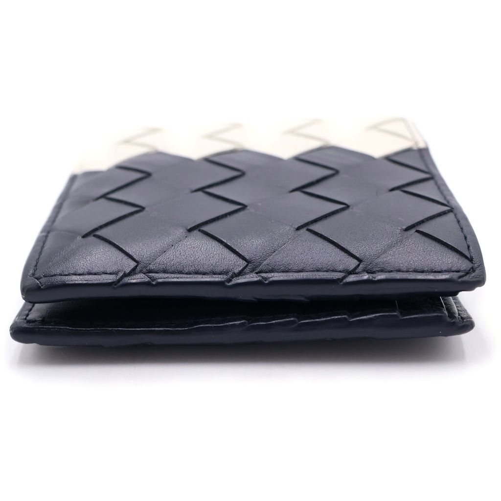 Bottega Veneta Intrecciato Bicolor Bifold Wallet Leather Black White — view 3