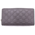 Gucci GG Emblem Zip Around Wallet Card Case Gray Leather Silver