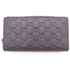 Gucci GG Emblem Zip Around Wallet Card Case Gray Leather Silver