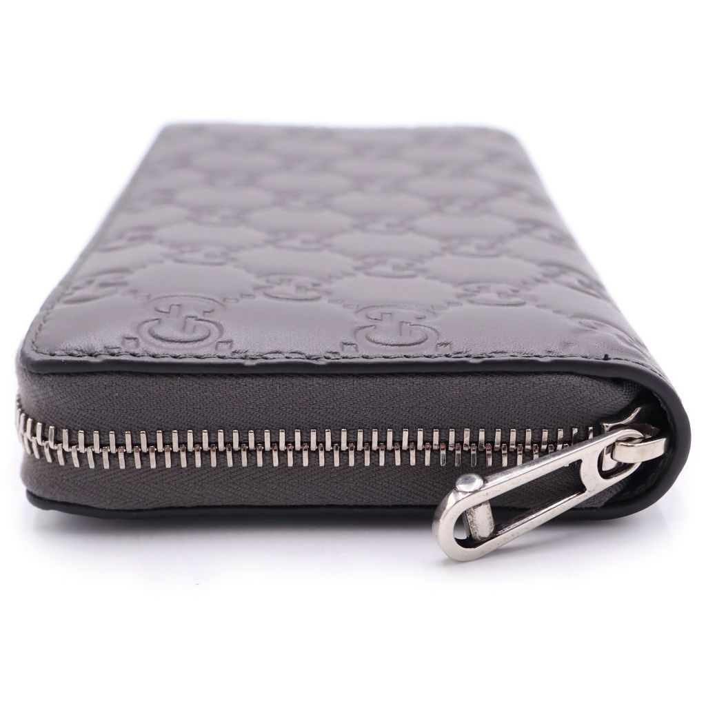 Gucci GG Emblem Zip Around Wallet Card Case Gray Leather Silver — view 3
