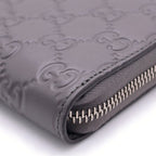 Gucci GG Emblem Zip Around Wallet Card Case Gray Leather Silver — view 5