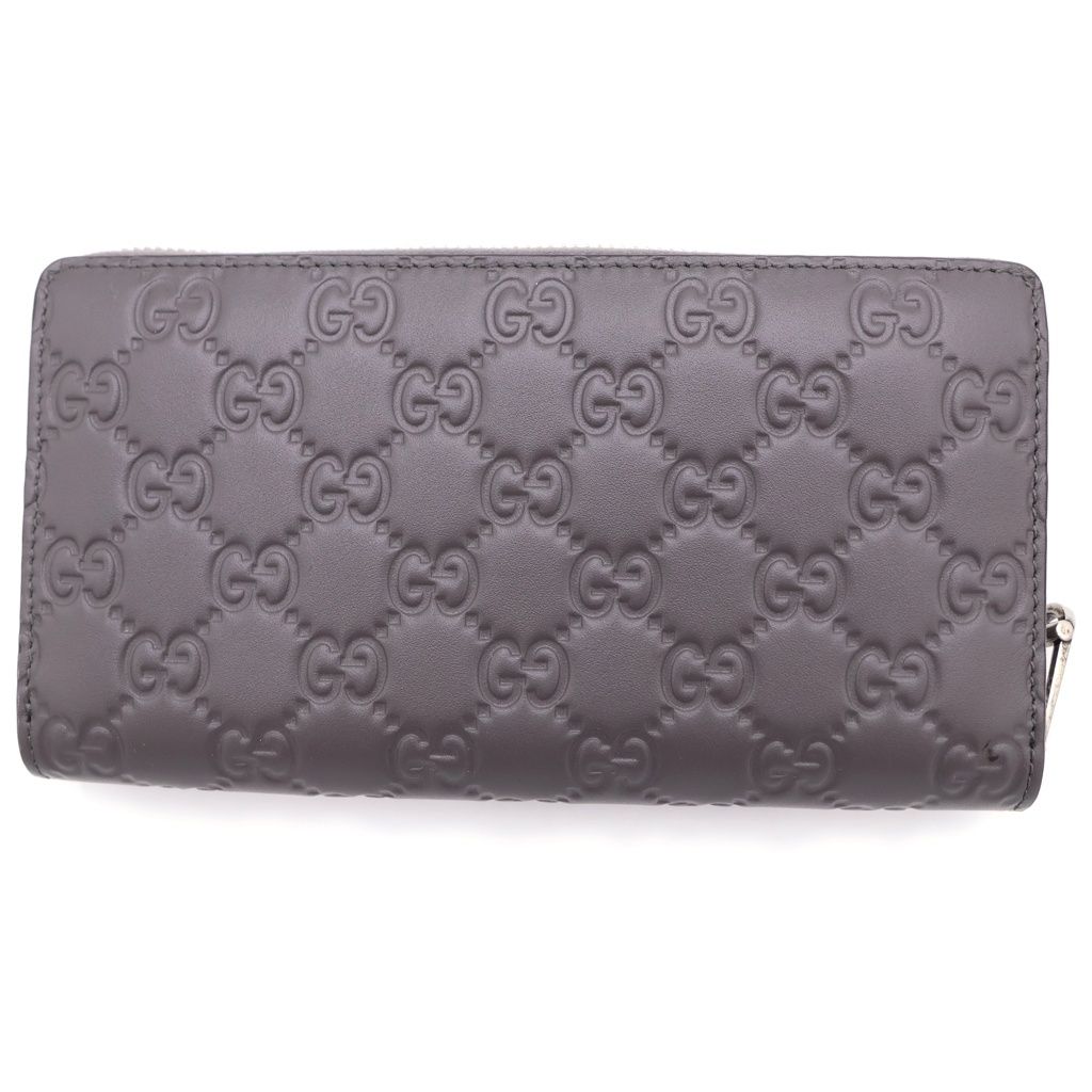 Gucci GG Emblem Zip Around Wallet Card Case Gray Leather Silver — view 2