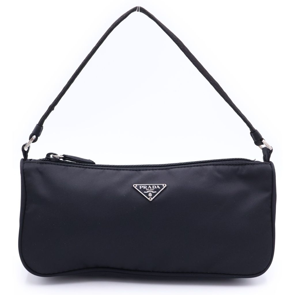 Prada Re-Nylon Pouch Handbag Nylon Silver Black