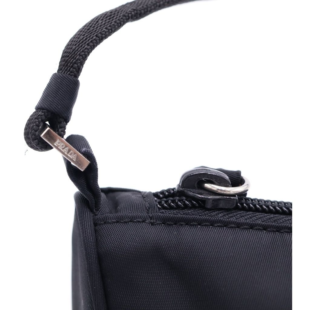 Prada Re-Nylon Pouch Handbag Nylon Silver Black — view 7