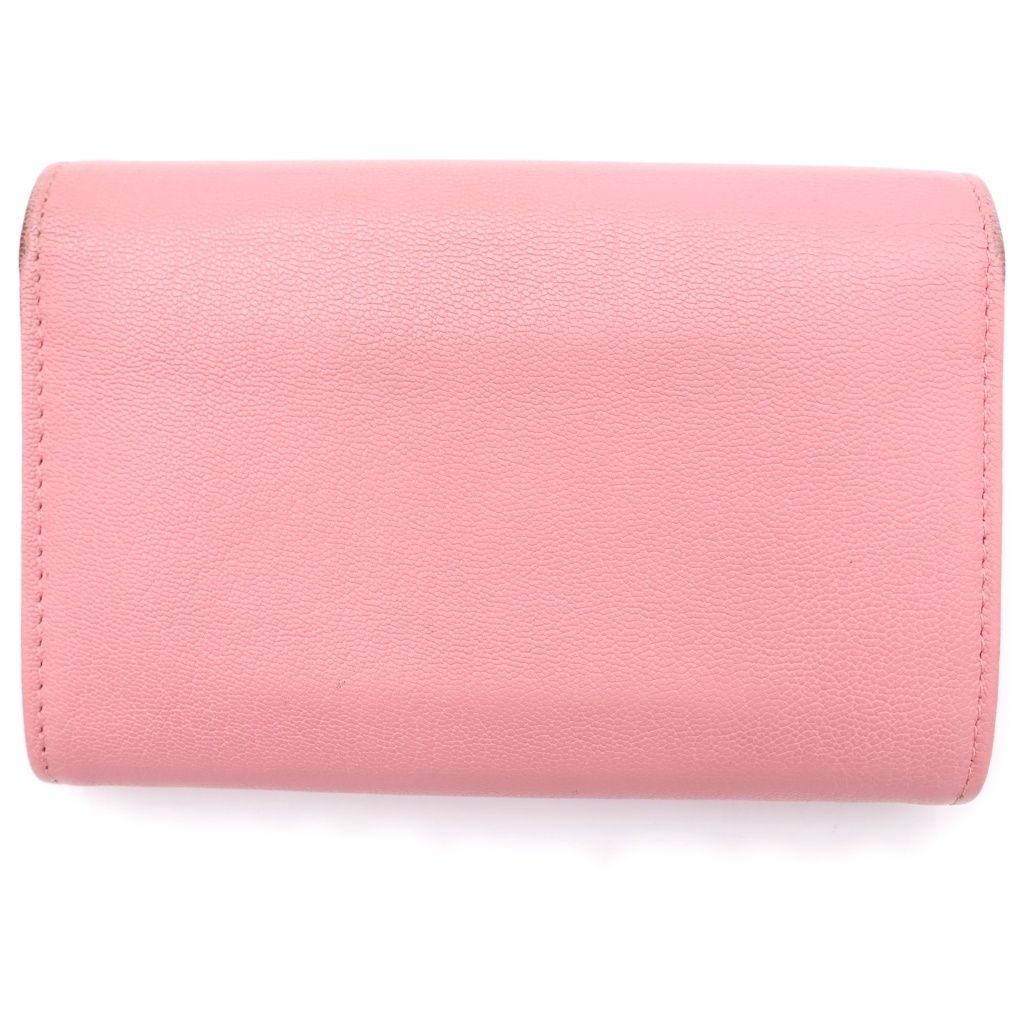 Chanel CC Logo Camellia Lambskin Flap Wallet Fold Pink — view 2