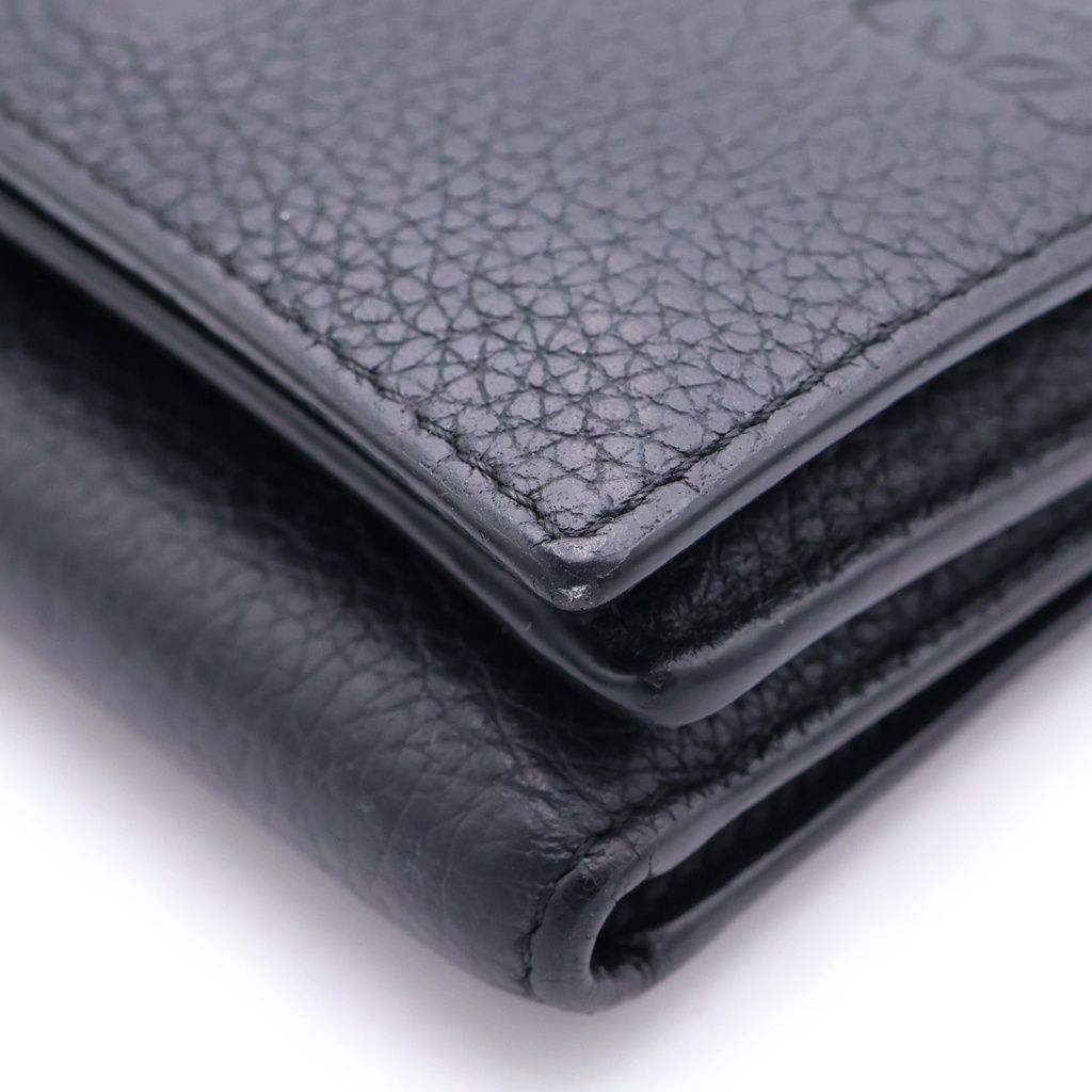 Loewe Anagram Trifo Ledo Wallet Compact Bifold Black Leather Silver — view 5