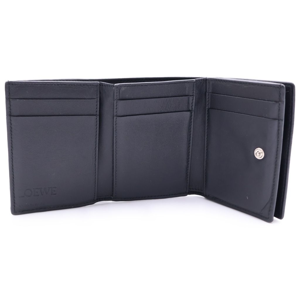 Loewe Anagram Trifo Ledo Wallet Compact Bifold Black Leather Silver — view 4