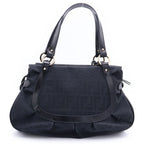 Fendi Zucca Pattern Charm Tote Black Leather Gold — view 2