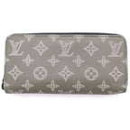 Louis Vuitton Monogram Shadow Zippy Wallet Horizontal Olive Green Silver