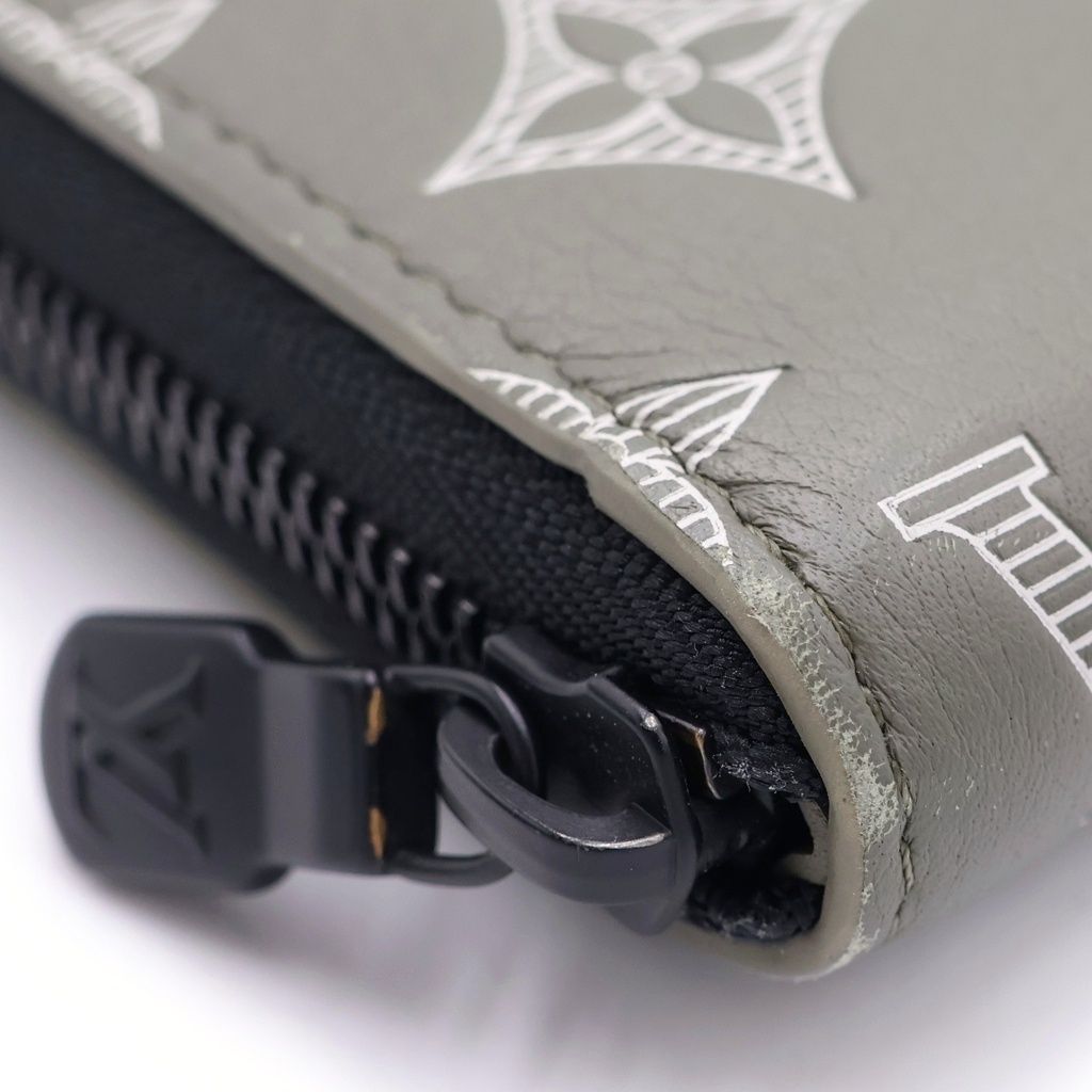 Louis Vuitton Monogram Shadow Zippy Wallet Horizontal Olive Green Silver — view 5