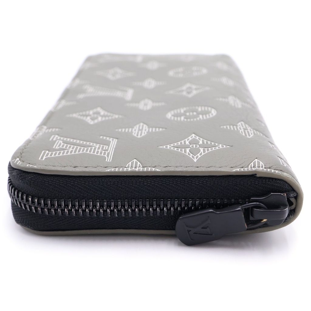 Louis Vuitton Monogram Shadow Zippy Wallet Horizontal Olive Green Silver — view 3