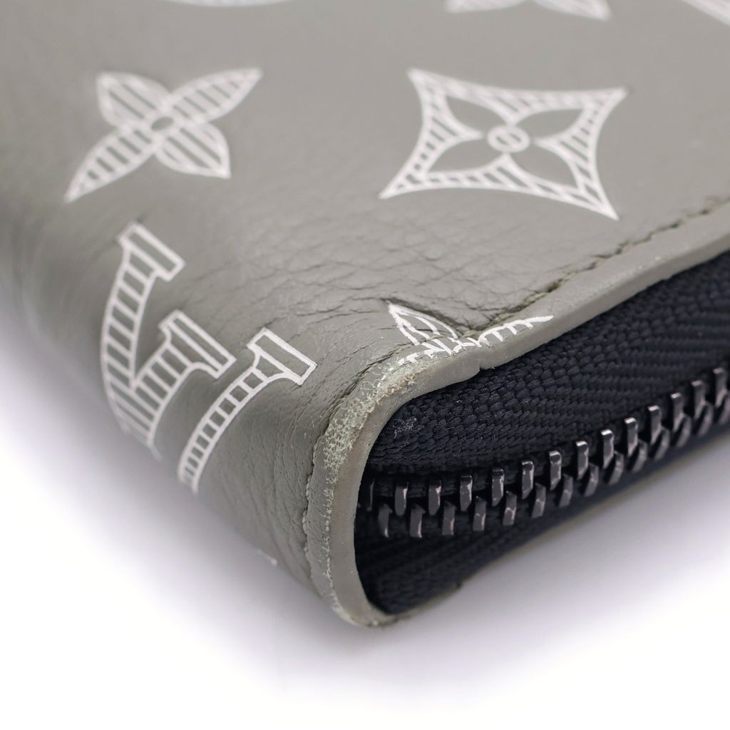 Louis Vuitton Monogram Shadow Zippy Wallet Horizontal Olive Green Silver — view 6