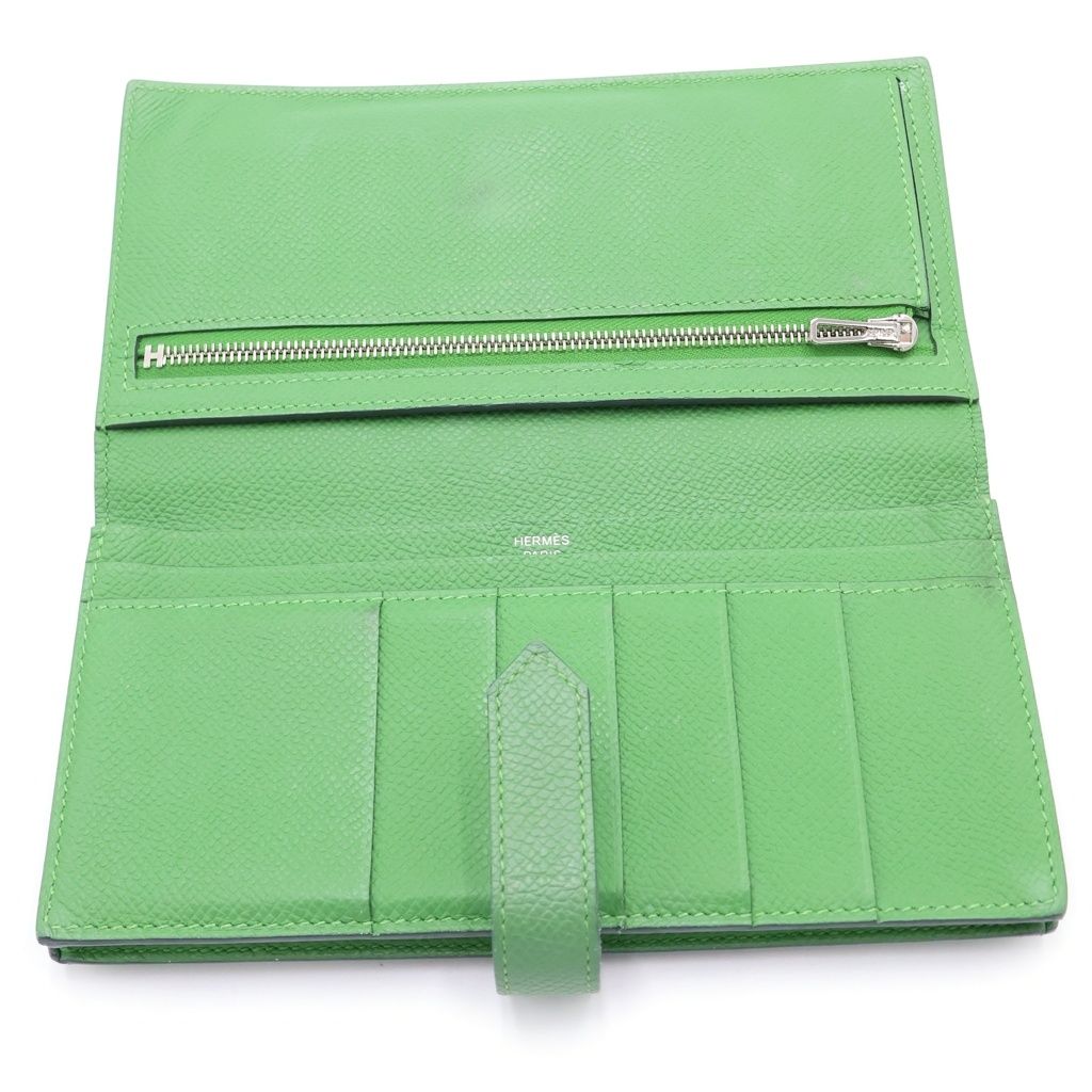 Hermes Bearn Souffle Wallet Card Case Mint Green Togo Silver — view 4