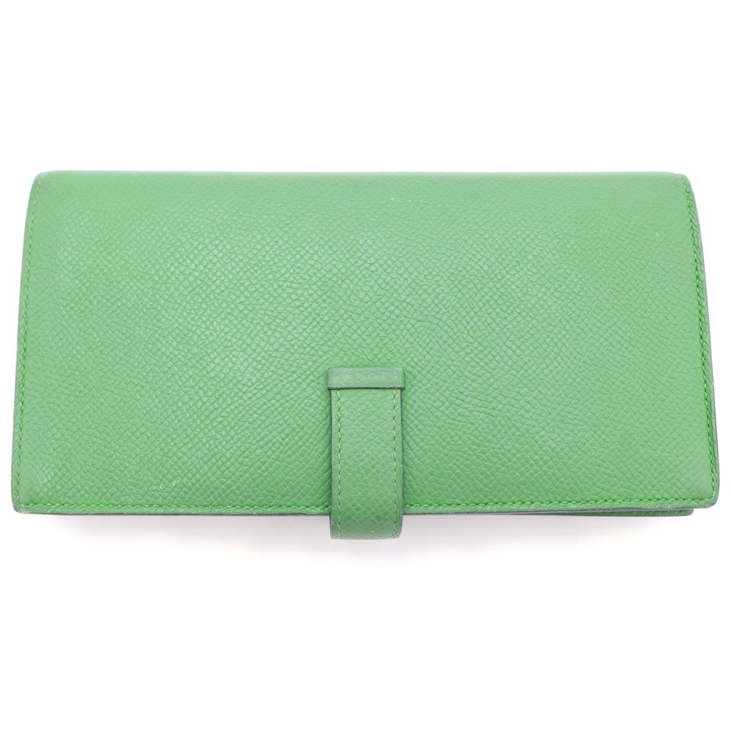 Hermes Bearn Souffle Wallet Card Case Mint Green Togo Silver — view 2